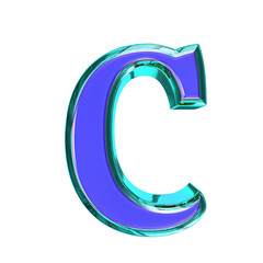 Blue symbol in a turquoise frame. letter c