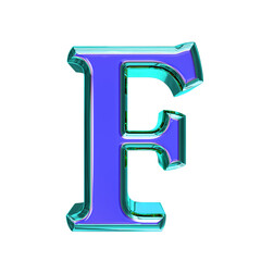 Blue symbol in a turquoise frame. letter e