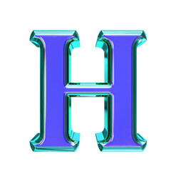 Blue symbol in a turquoise frame. letter h