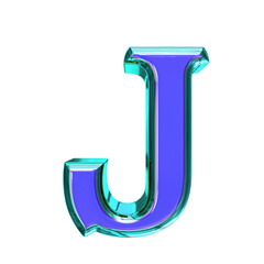 Blue symbol in a turquoise frame. letter j