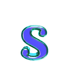 Blue symbol in a turquoise frame. letter s