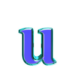 Blue symbol in a turquoise frame. letter u