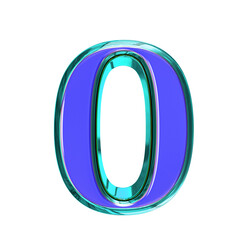 Blue symbol in a turquoise frame. letter 0