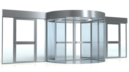 Revolving door isolated on white. 3d illustration