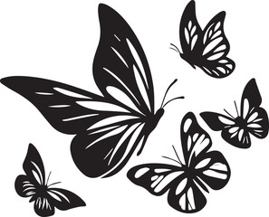 Silhouette Solid Vector Icon Set Of butterflies, Moth, Lepidopteran, Insect, Papillon. © sahadul