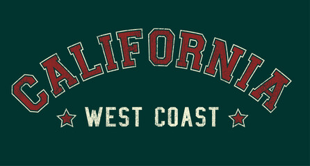 Retro college varsity typography west coast california slogan print for t shirt or sweatshirt - hoodie