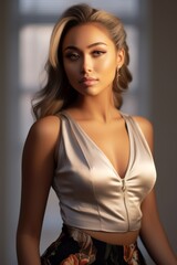 Fototapeta premium Timeless Grace - Maxi Skirt Portrait of a Beautiful Woman