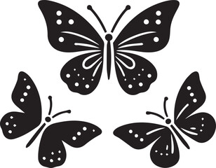 Silhouette Solid Vector Icon Set Of butterflies, Moth, Lepidopteran, Insect, Papillon.