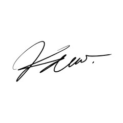 Abstract signature letter K. Vector illustration with black writing and alpha channel.