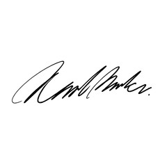 Abstract signature letter K. Vector illustration with black writing and alpha channel.