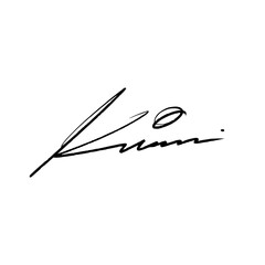 Abstract signature letter K. Vector illustration with black writing and alpha channel.