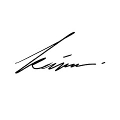Abstract signature letter K. Vector illustration with black writing and alpha channel.
