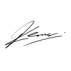 Abstract signature letter K. Vector illustration with black writing and alpha channel.