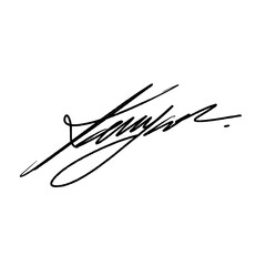 Abstract signature letter K. Vector illustration with black writing and alpha channel.