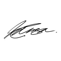 Abstract signature letter K. Vector illustration with black writing and alpha channel.