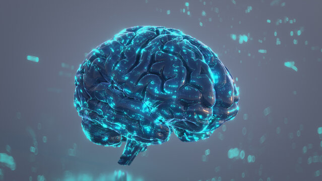 AI Artificial intelligence digital brain 3D rendering