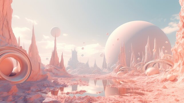 Beautiful Peach Fuzz color background sci-fi style