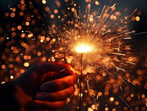 Burning sparkler lights, professional photo