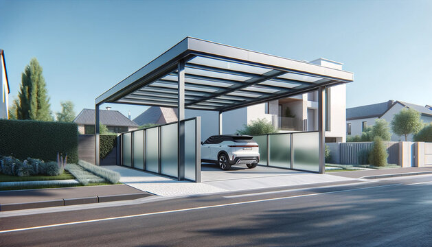 カーポートのサイドパネルと戸建住宅02