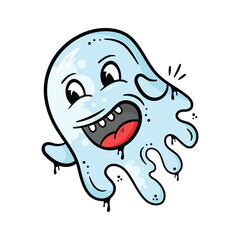 Have a look at this beautifully designed ghost vector, ghost in happy mood, expressions, emoji sticker