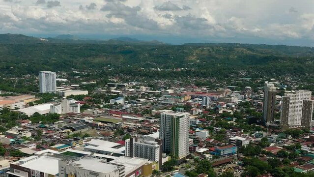 Top view of commercial buildings in Cagayan de Oro City. Northern Mindanao, Philippines.