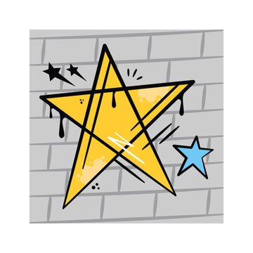 An amazing icon of hand drawn star vector in graffiti art style, ready to use