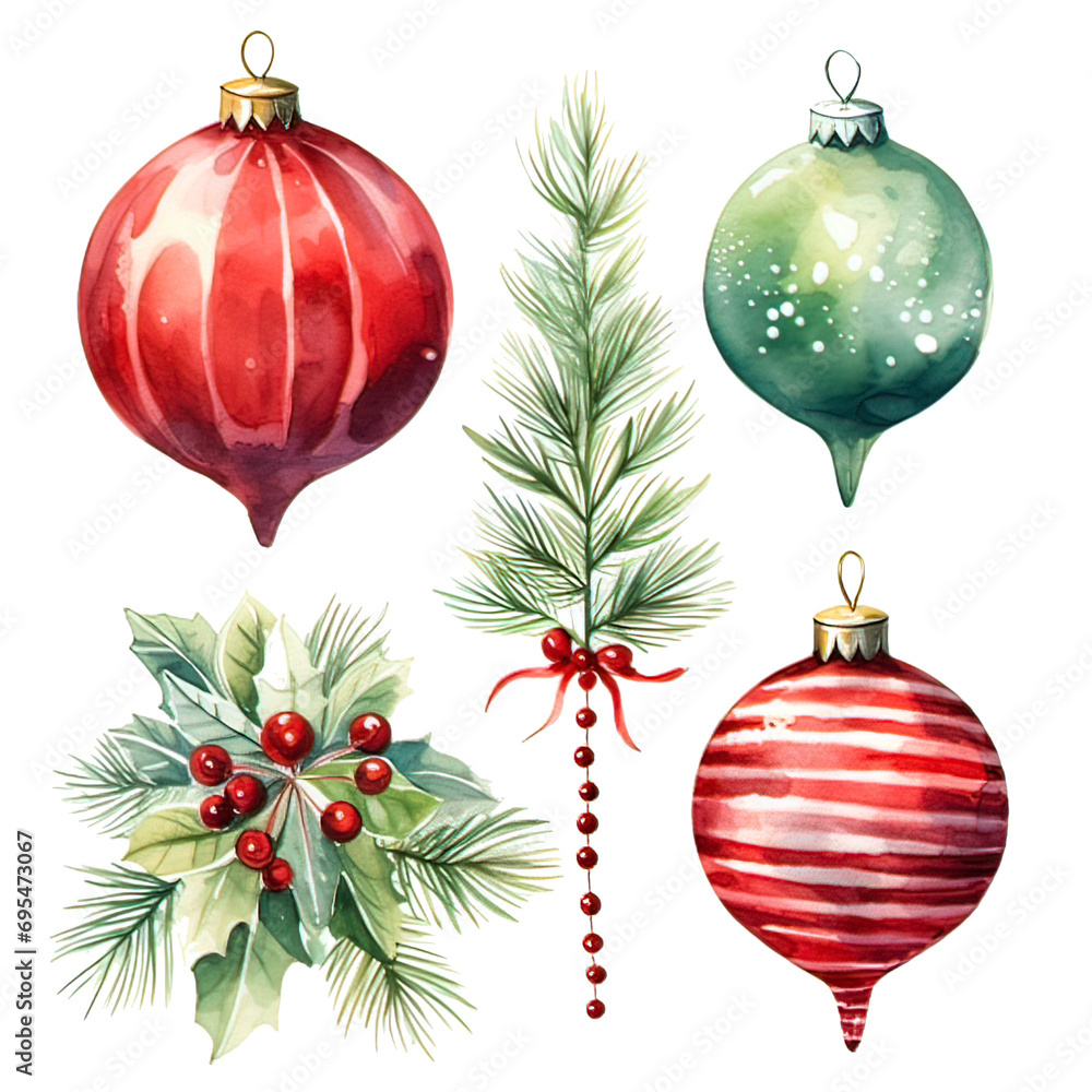 Canvas Prints Christmas Decor Clipart Watercolor on a transparent background