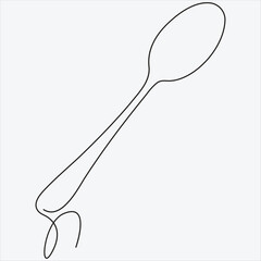 Continuous line hand drawing vector illustration spoon art 