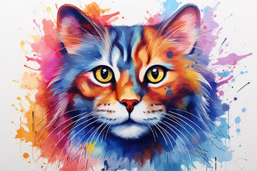 Cat pet pop art illustration style