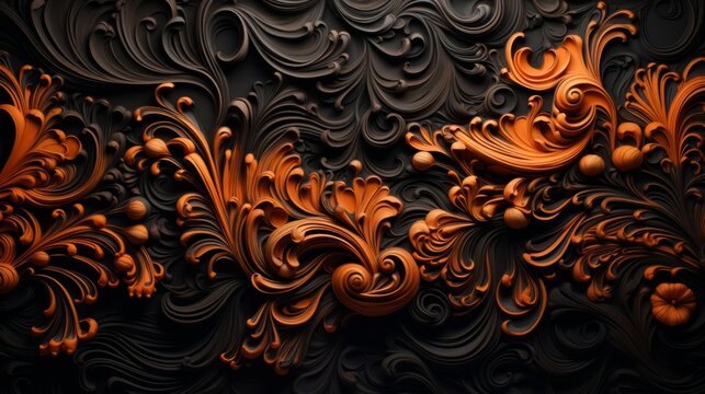 the art of wallpaper, in the style of dark navy and amber, detailed dreamscapes