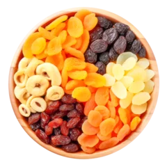 Gordijnen bowl of dried fruits top view isolated on a transparent background © Design Resources