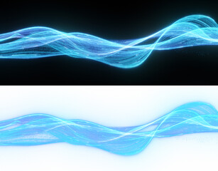 Glowing blue lines weave isolated on black and transparent backdrop. movement and connectivity in a digital age, perfect for modern design backgrounds. Graphic Elements, 3D render