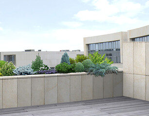 Green balcony, urban ideas 3D rendering - 695476802