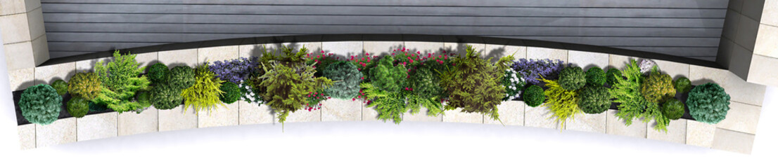 Fototapeta na wymiar Green balcony, urban ideas 3D rendering