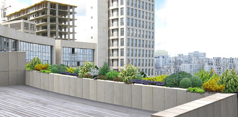 Green balcony, urban ideas 3D rendering - 695476809