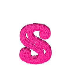 Fototapeta premium Symbol made of pink cubes. letter s