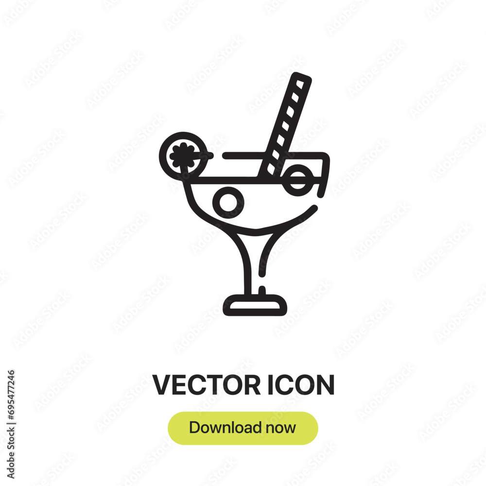 Aufkleber cocktail icon vector. linear-style sign for mobile concept and web design. cocktail symbol illustrat