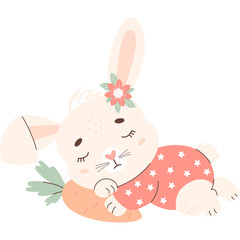 sleeping animal bunny with carrot