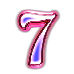 Blue symbol in a pink frame with glow. number 7
