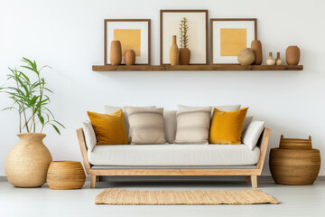 Decor apartment sofa background modern interior room plant wall living design interior home furniture