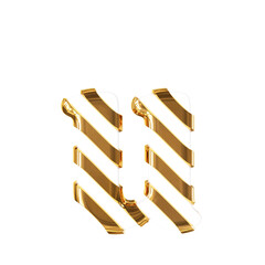 White symbol with thin gold diagonal straps. letter u © oleg