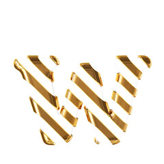 White symbol with thin gold diagonal straps. letter w