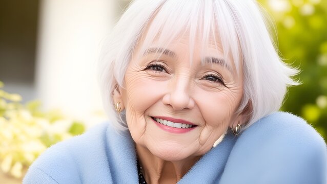 Cheerful Woman with Blond Hair Smiling and Looking at Camera. Happy woman with blond hair and smiling, looking at camera.