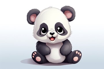 Fototapeta premium cute little panda bear illustration on white