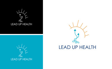 Lead up health logo, organic plant growth up logotype and  root vector