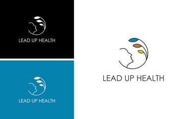 lead up health logo with nature leaf vector