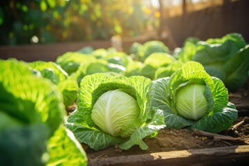 Fresh cabbage at agriculture field