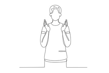 Front view of a man applauding. Applause one-line drawing