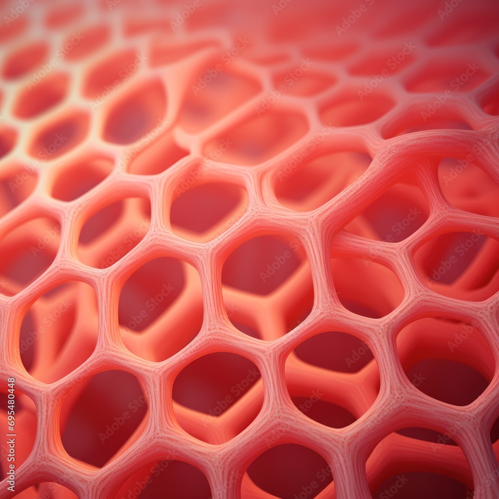 Poster a close up view of a cell phone screen with a red background and a pattern of small holes in the mid