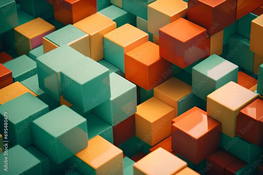 Leinwandbilder Cubic shapes arranged in a matrix with a 3D twist, forming an abstract and visually intriguing composition.